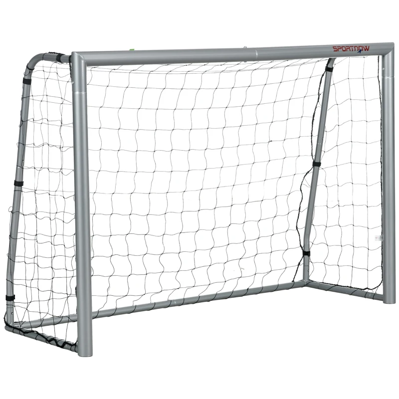 SPORTNOW Fußballtor wetterfest, stabiles Metallgestell, reißfestes Netz, 160H x 240L x 85B cm, Grau