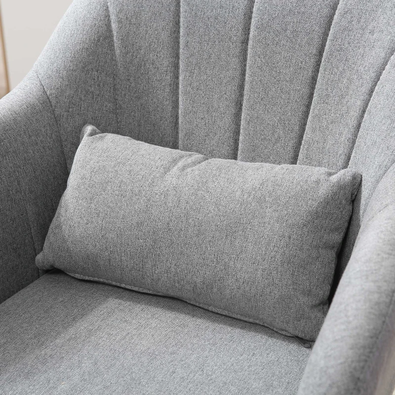 HOMCOM Sedia Girevole a 360° ad Altezza Regolabile, con Cuscino, Supporto Lombare e Bracciolo, 60x60x79-91 cm, Grigio