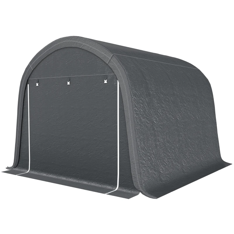 Outsunny Tendone da Giardino per Moto, Bici e Attrezzi con 2 Ingressi a Zip, in Acciaio e PE, 300x300x235 cm, Grigio