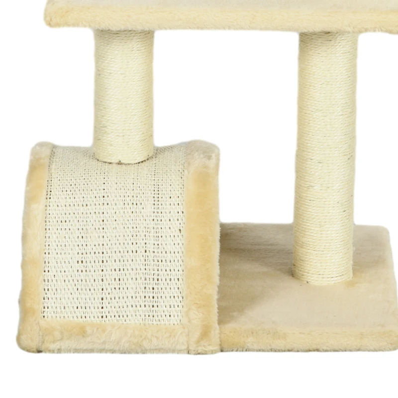 PawHut 72cm Cat Tree with Scratching Post, Pad for Indoor Cats - Cream White