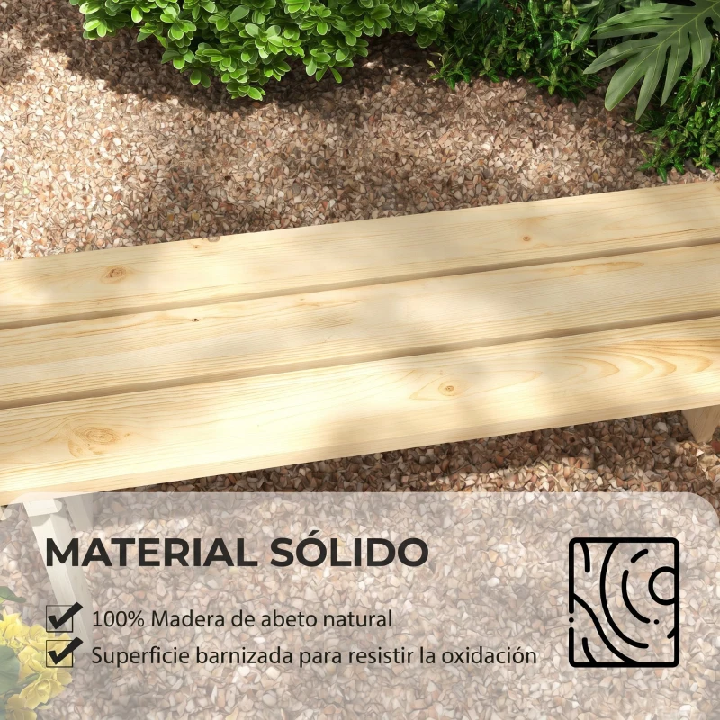 Outsunny Banco de Madera de 2 Plazas Carga 220 kg Banco de Exterior para Jardín Patio Terraza 130x38x45 cm Natural