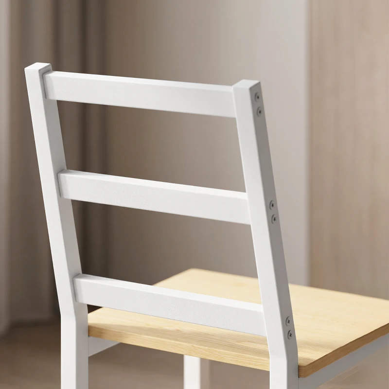 HOMCOM Conjunto Mesa Comedor con 4 Sillas, Mesa Rectangular 108 cm, Sillas con Respaldo de Listones, Roble y Blanco