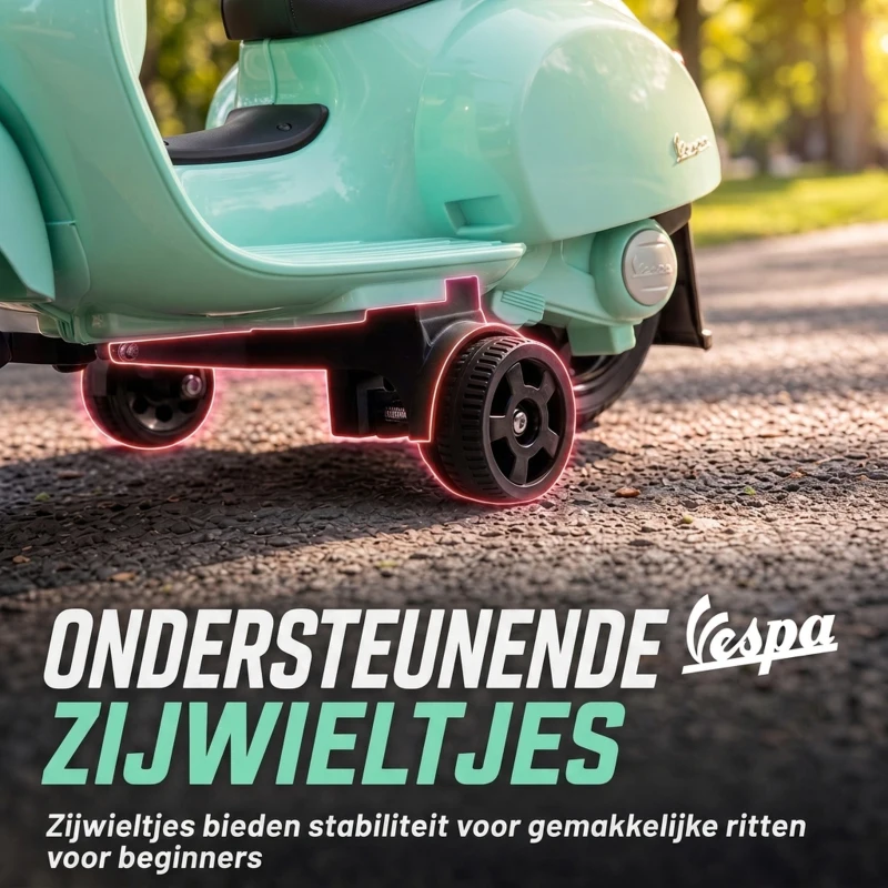 AIYAPLAY Elektrische kindermotor Mini Vespa GTS 6V met lithiumaccu, ergonomische zitting, rugleuning, 1,5-3 jaar