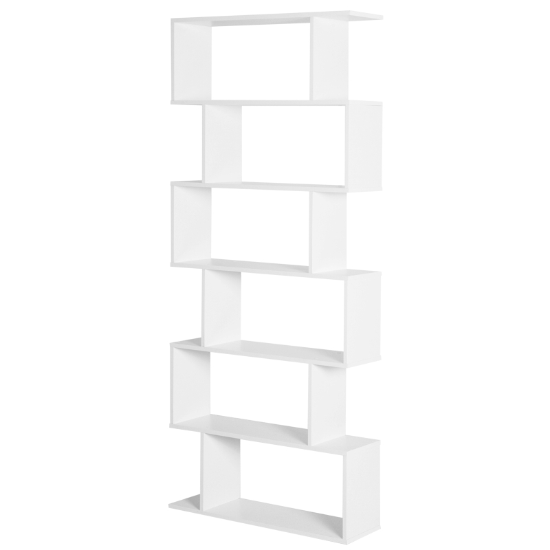 HOMCOM Bibliothèque étagère Zig zag Design Contemporain 80L x 23l x 192H cm 6 Niveaux Blanc