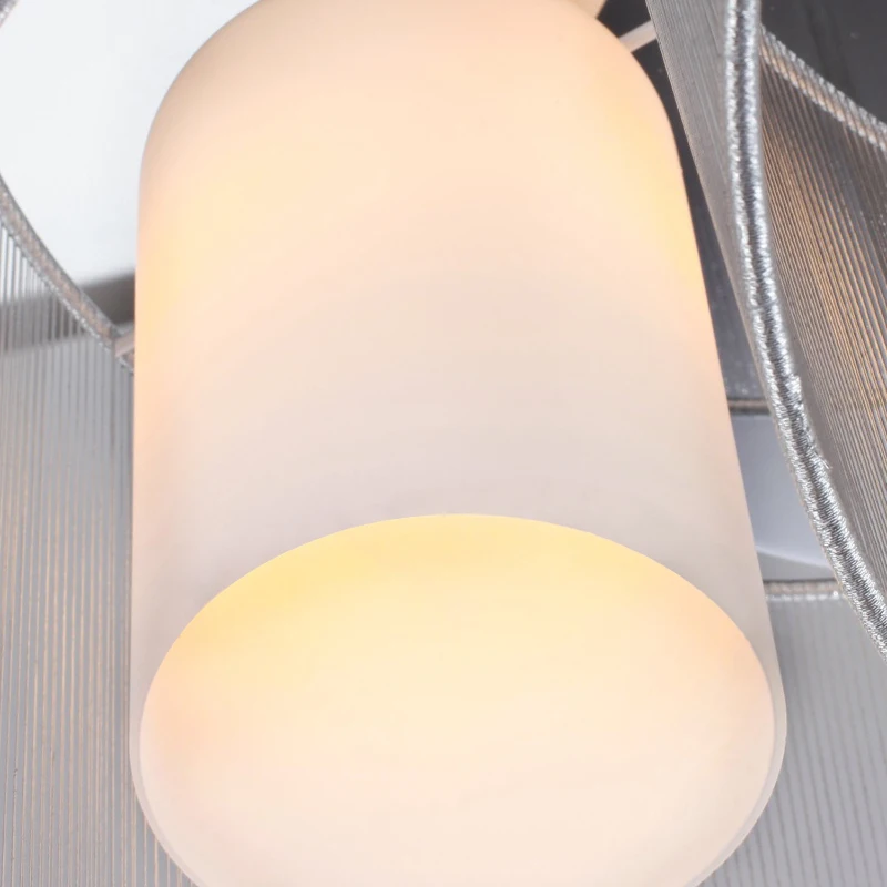 HOMCOM Modern Chandelier, Semi-Flush Mount Ceiling Light with Glass Lampshade, 2 x E27 Bulb Base for Hallway, Dining Room, Living Room, White and Silver