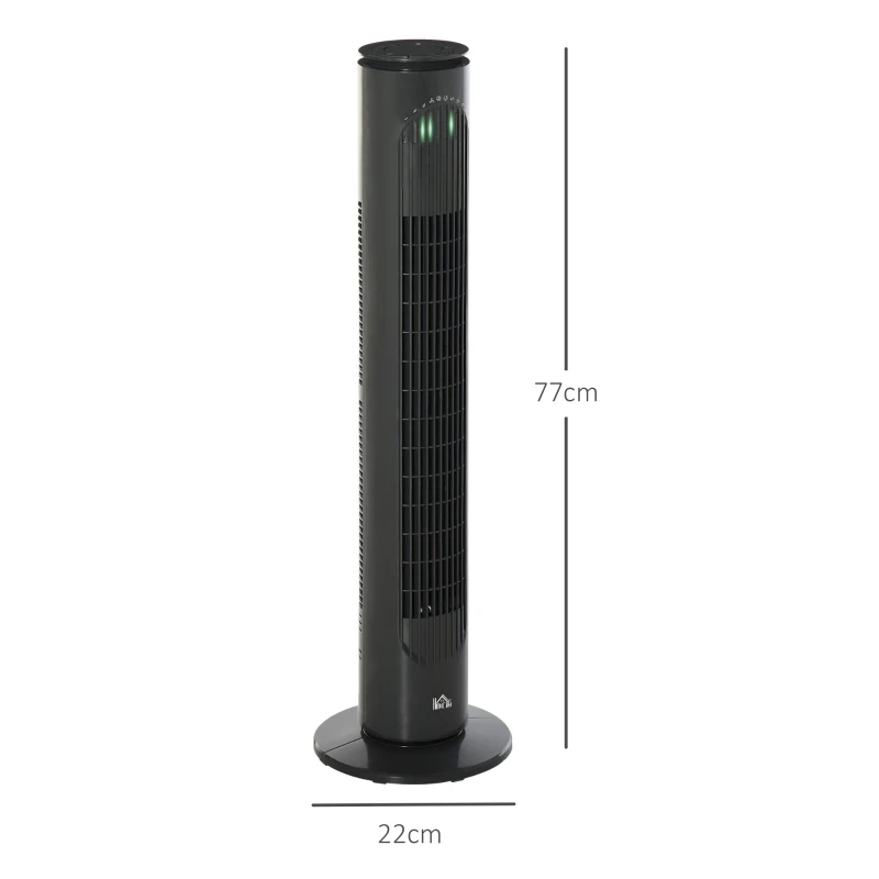 HOMCOM Ventilateur colonne 45W télécommande minuterie 3 modes 3 vitesses tour oscillant silencieux Ø 22 x 77 cm gris foncé