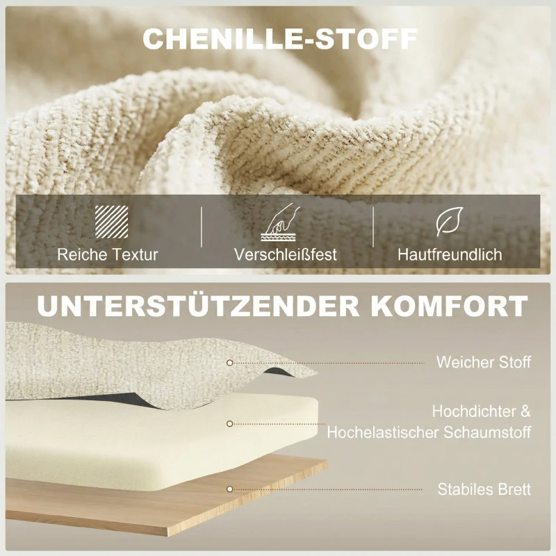 HOMCOM 3-in-1 Verstellbares Schlafsofa, Zweisitzer mit Getränkehaltern, verstellbarer Rückenlehne und Seitentaschen, Beige