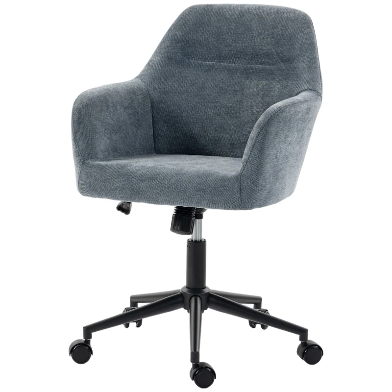 HOMCOM Chaise Bureau Ergonomique, Fauteuil de Bureau en Chenille avec Hauteur Réglable, Fonction Bascule, Bleu