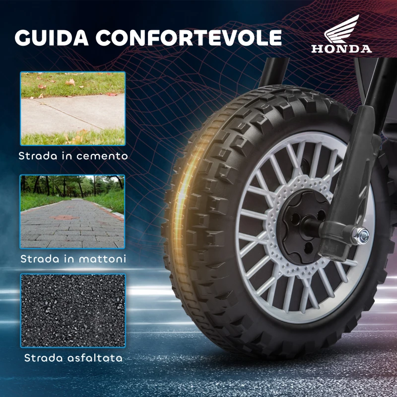 HOMCOM Moto da Cross Elettrica per Bambini Licenza Honda CRF450RL a 3 Ruote con Clacson, 71x40.5x43.5 cm, Grigio