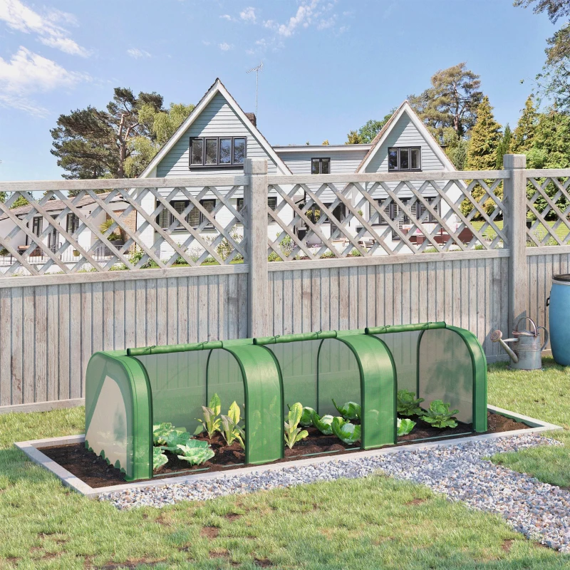 Outsunny Mini Serre de Jardin Serre à tomates 3L x 1l x 0,8H m Acier PE Haute densité 140 g/m² Anti-UV 3 fenêtres Vert