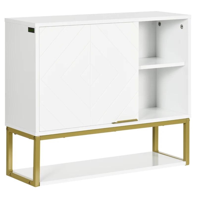 kleankin Bathroom Wall Cabinet, Over Toilet Storage Cabinet with Door and Storage Shelves for Hallway, Living Room, White