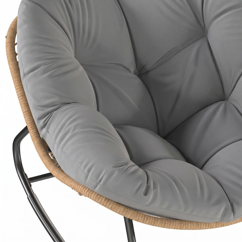 Outsunny Indoor Outdoor Rocking Chair, Oversized Rocking Egg Chair with Cushion for Living Room, Garden, Patio, Grey