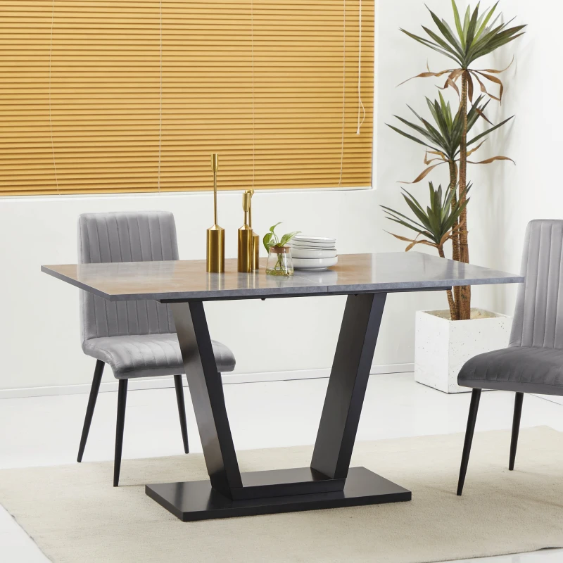 HOMCOM Tavolo da Pranzo per 4-6 persone con Piano Effetto Marmo, 140x80x76cm, Nero