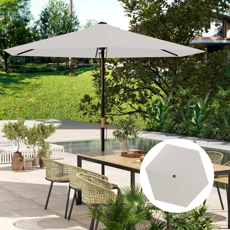 Outsunny Telo di Ricambio per Ombrellone Ø3 m con Prese d'Aria per Telai in Legno e Acciaio, Crema