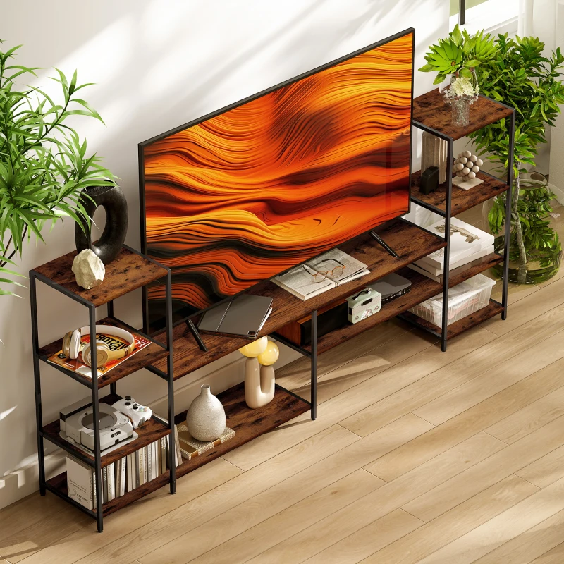 HOMCOM TV Unit for TVs up to 60 Inches, Industrial TV Stand with Storage Shelves, Entertainment Centre for Living Room, Bedroom