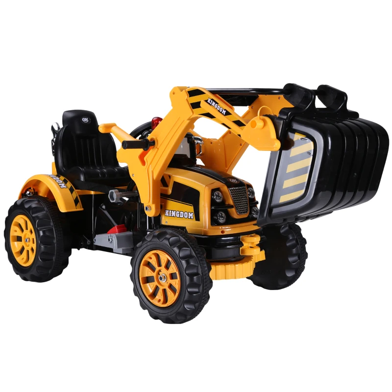 HOMCOM Escavatore Elettrico Trattore per Bambini Scavatrice Macchinina Giocattolo Velocità: 2.5KM/h 150 x 62 x74cm
