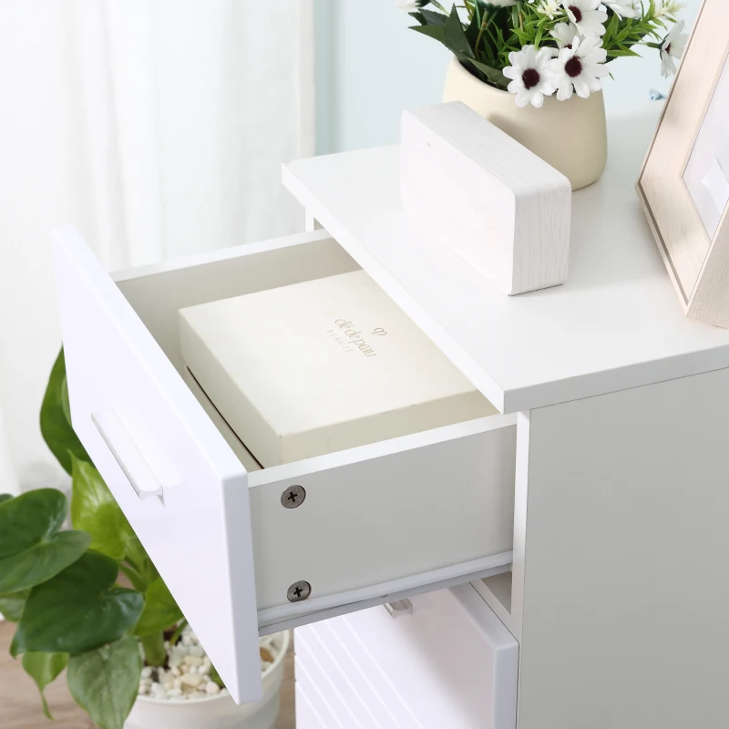 kleankin Armario Auxiliar de Baño Mueble de Baño de Suelo con Puerta Cajón y Estante Ajustable para Salón 35x30x77,5 cm Blanco