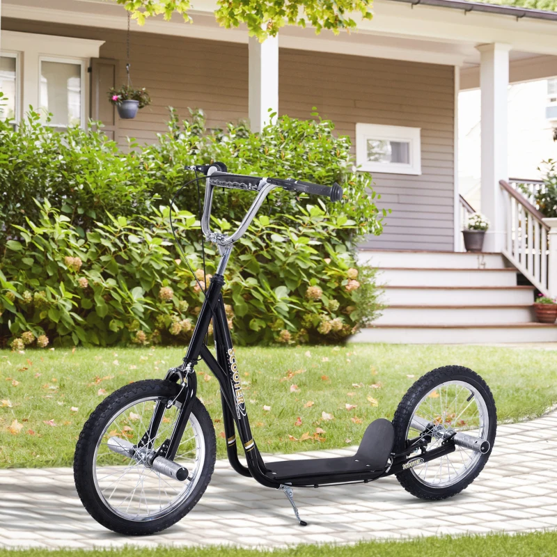 HOMCOM Premium Monopattino Scooter a rotelle 16 pollici Cityroller per bambini e ragazzi, nero