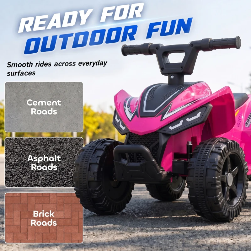 AIYAPLAY Quad Électrique Enfants 6 V, Voiture Électrique Enfants, Batterie au Lithium, Vitesse Max. 2 Km/H, 18 à 48 Mois, Rose