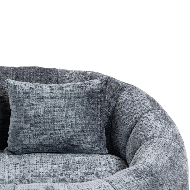 Cozy Oversized Bean Bag Sofa with 2 Matching Pillows, Soft 2-Seat Sectional Couch for Living Room and Bedroom, 145L x 95W x 63H cm, Grey
