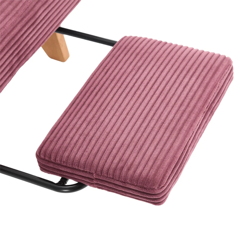 Cozy Reclining Accent Chair with Foldable Ottoman and Lumbar Pillow, Soft Adjustable Lounger for Living Room, 127L x 73W x 90H cm, Wine Red