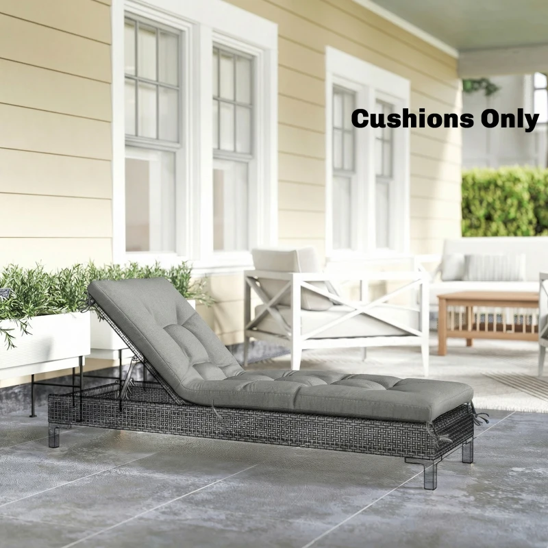 Outsunny Cojín para Banco Exterior con Correas de Sujeción Protección UV50+ Rebote Lento Interior Exterior 198x65x13 cm Gris