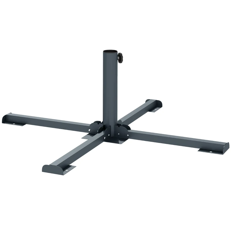 Outsunny Base pieghevole a croce per ombrelloni 38-48 mm, supporto patio, grigio scuro