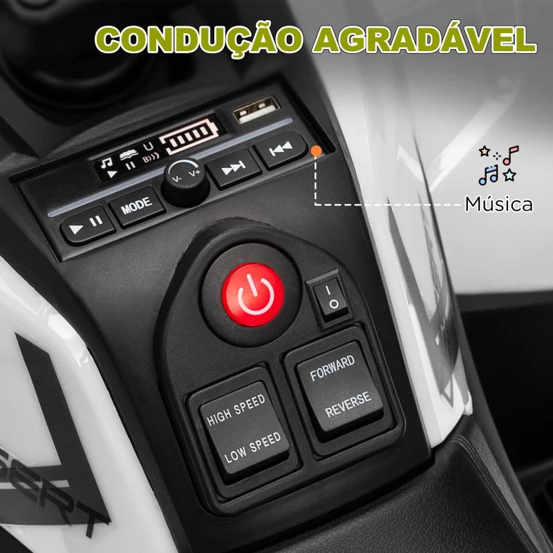 AIYAPLAY Quadriciclo Elétrico para Criança 12V Faróis Música MP3 Velocidade Ajustável e Cesta de Arrumação 88x50x57,5 cm  Verde