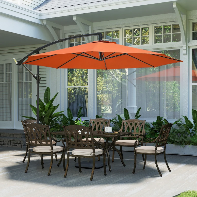 Outsunny 3 m Overhanging Cantilever Parasol, with Cross Base - Orange