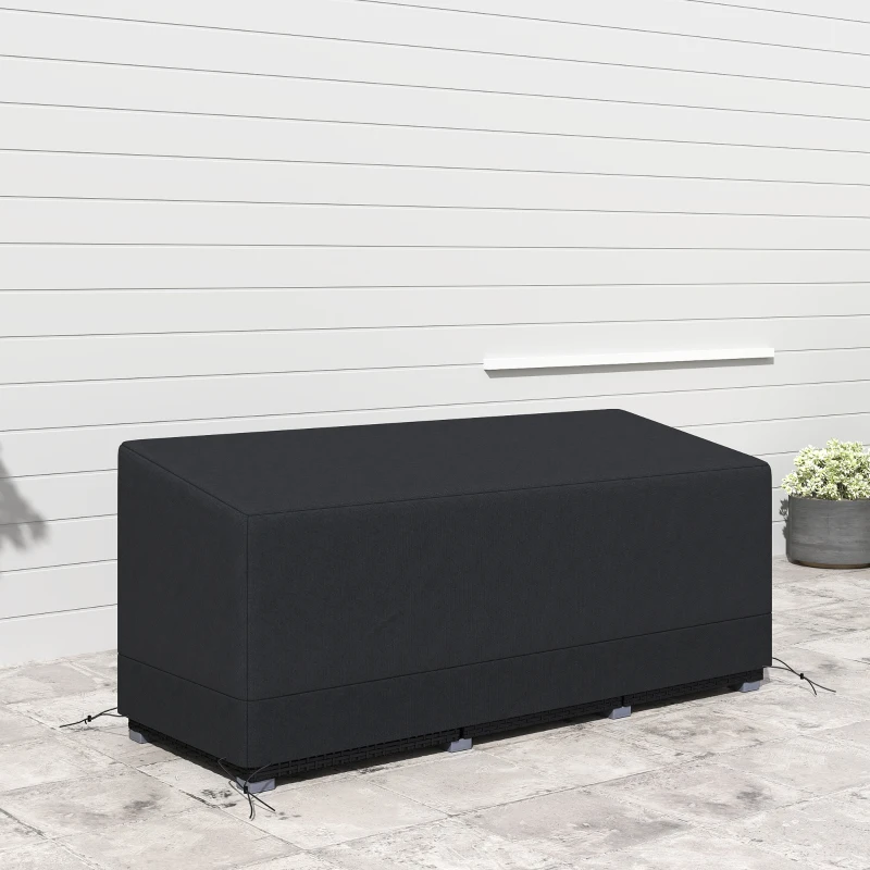 Outsunny Rectangular Patio Garden Furniture Cover Waterproof for 3 Seater Sofa Bistro Set, UV Resistant Protection 600D Oxford Fabric Rattan Lounge Clean Cover, 190 x 72 x 76cm, Black