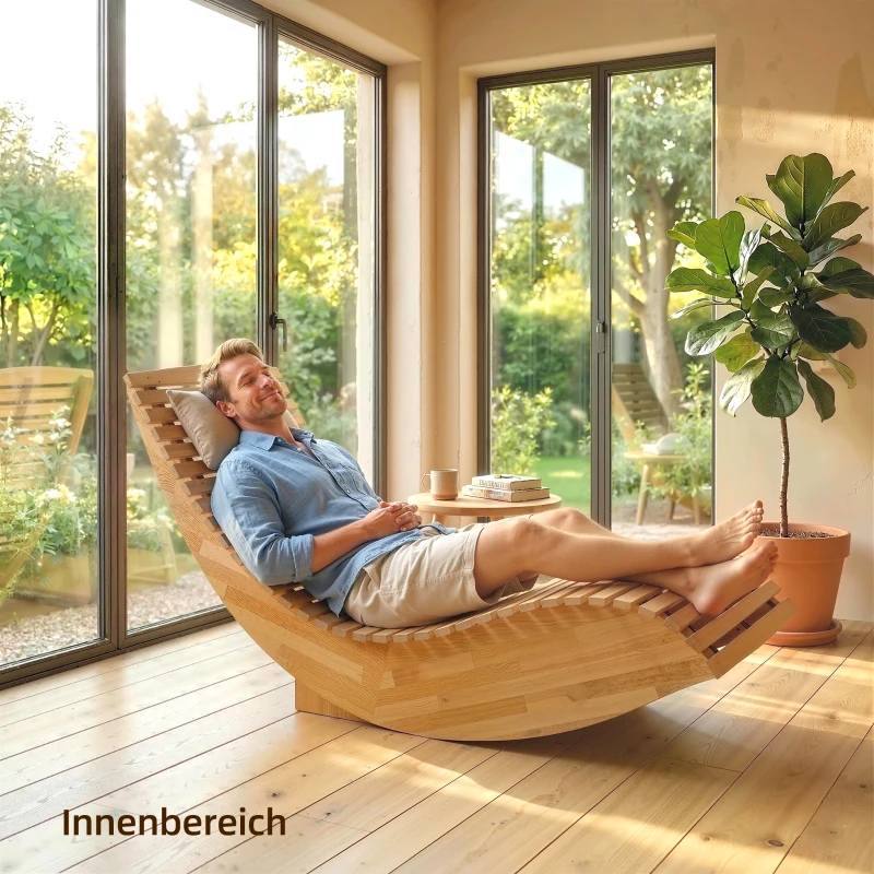 Outsunny Sonnenliege aus Akazienholz Klappbar Ergonomisch Gartenliege mit S-Form Latten-Design 60 x 156 x 77 cm