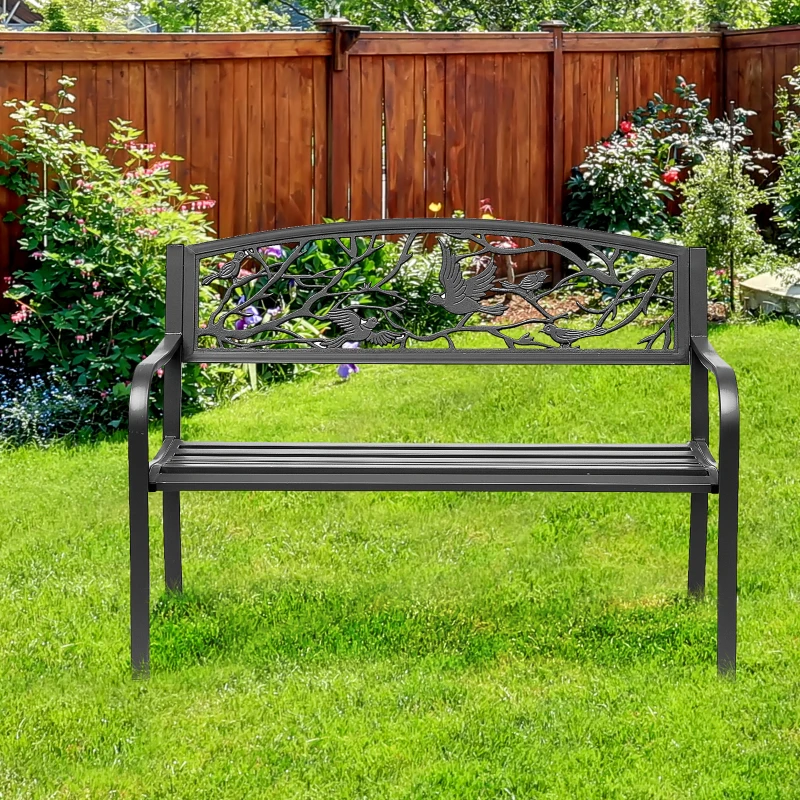 Outsunny Banc de Jardin 2 Places banc extérieur jardin Style Rural Chic pour balcon terrasse patio 127 x 60 x 85 cm