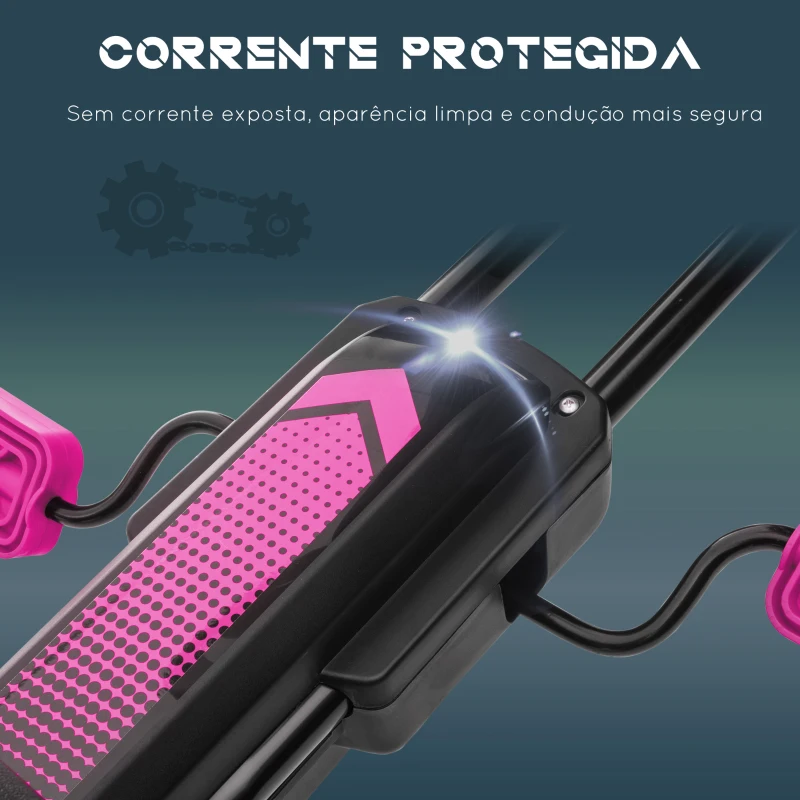 HOMCOM Kart a Pedais para Crianças 5-12 Anos com Assento Ajustável Pneus Insufláveis Amortecimento e Travão de Mão 121x58x61 cm Rosa