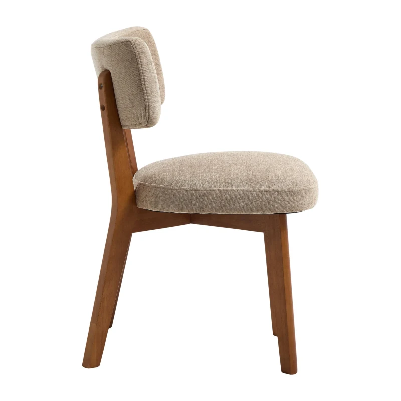 Stylish Mid-Century Dining Chairs with High-Density Foam, Comfortable Upholstered Side Chairs for Dining Room, 47L x 54.5W x 77H cm, Khaki