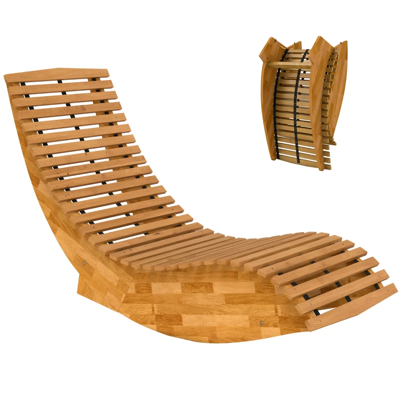 Outsunny Sonnenliege aus Akazienholz Klappbar Ergonomisch Gartenliege mit S-Form Latten-Design 60 x 156 x 77 cm