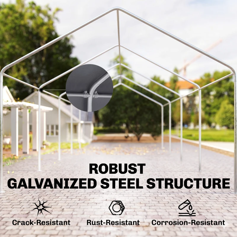 Outsunny 4 x 8 m Marquee Gazebo with Sides, 420g/m² PVC Cover, Heavy Duty Party Tent Canopy & Carport Shelter for Outdoor Event, Wedding, Dark Grey