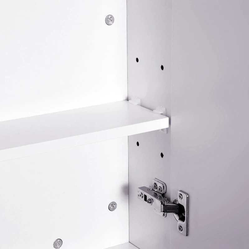 HOMCOM Bathroom Mirror Cabinet, 3-Tier Wall Mount Bathroom Storage Cabinet with Soft-Close Hinges and Adjustable Shelf, Double Door Cupboard, 70 x 15 x 60 cm, White