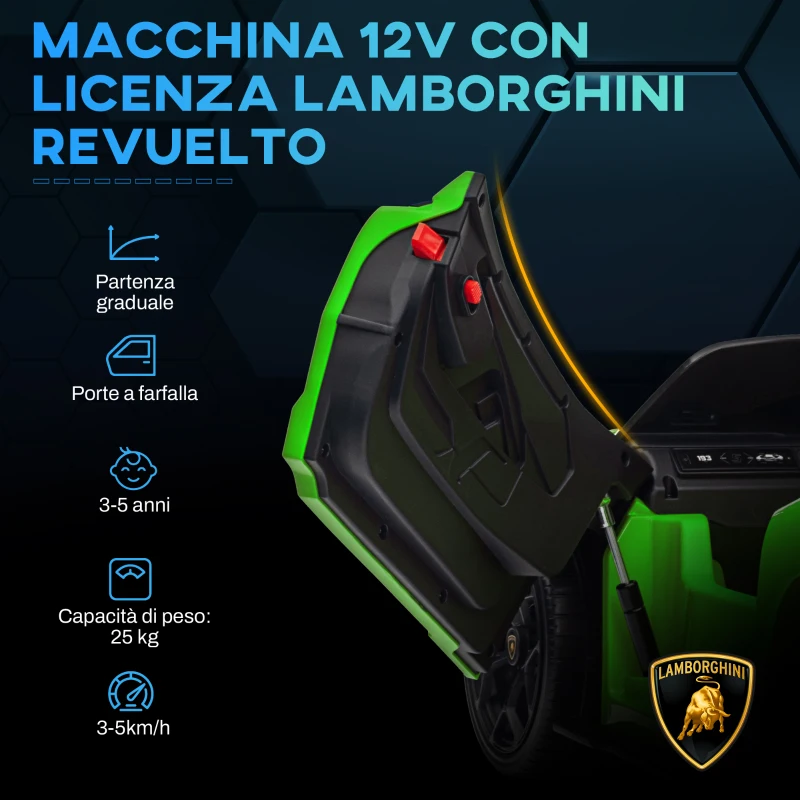 AIYAPLAY Macchina Elettrica per Bambini con Luci LED, Clacson e Telecomando, in Plastica e Acciaio, 105x60x40 cm, Verde