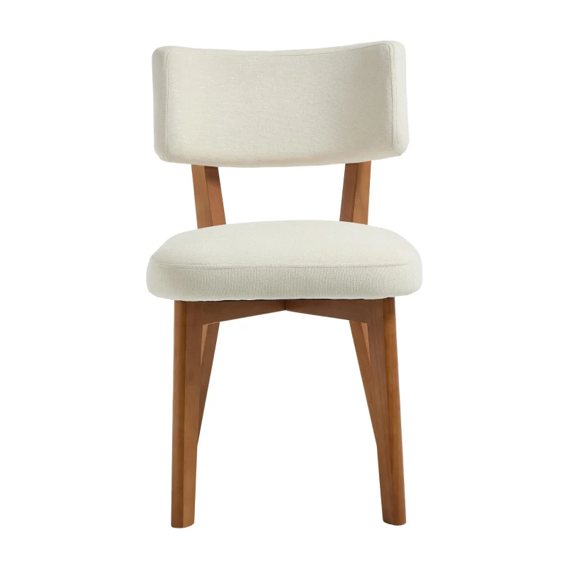 Stylish Mid-Century Dining Chairs with Ergonomic Backrest, Comfortable Upholstered Side Chairs for Dining Room, 47L x 54.5W x 77H cm, Beige