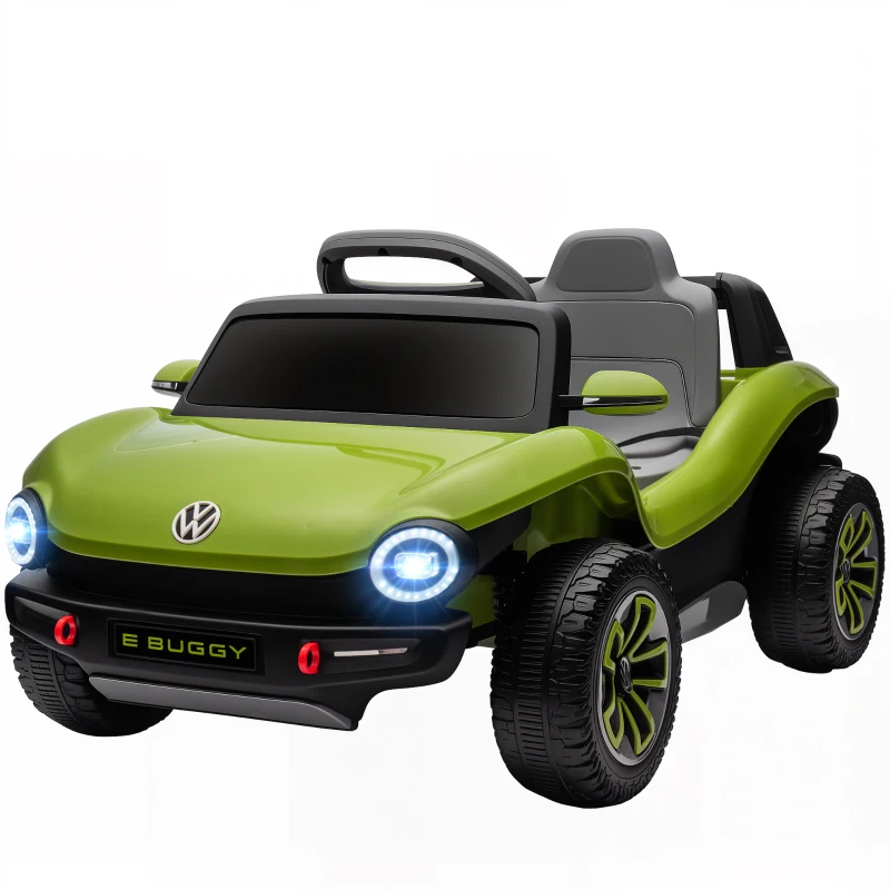 AIYAPLAY Carro Elétrico para Crianças Volkswagen E-Buggy Bateria 12V com Controlo Remoto 2,4 G Faróis LED Música USB 98x56,5x47 cm Verde