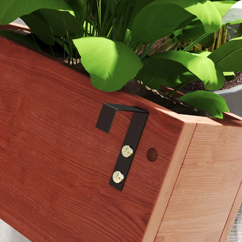 Outsunny Floreira de Parede com Treliça Floreira Vertical de Madeira com 4 Vasos Móveis e Orifício de Drenagem  60x16x80 cm Castanho