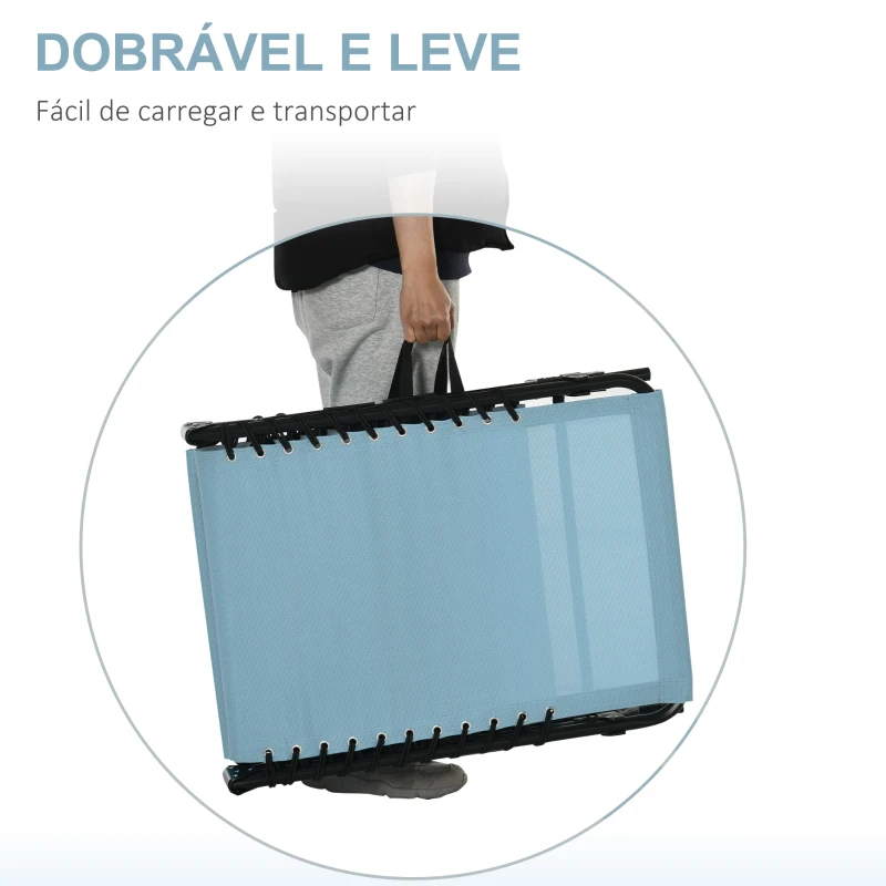 Outsunny Espreguiçadeira Dobrável com Apoio de Cabeça Reclinável 4 Posições e Estrutura em Aço 189x58x30 cm Azul Claro