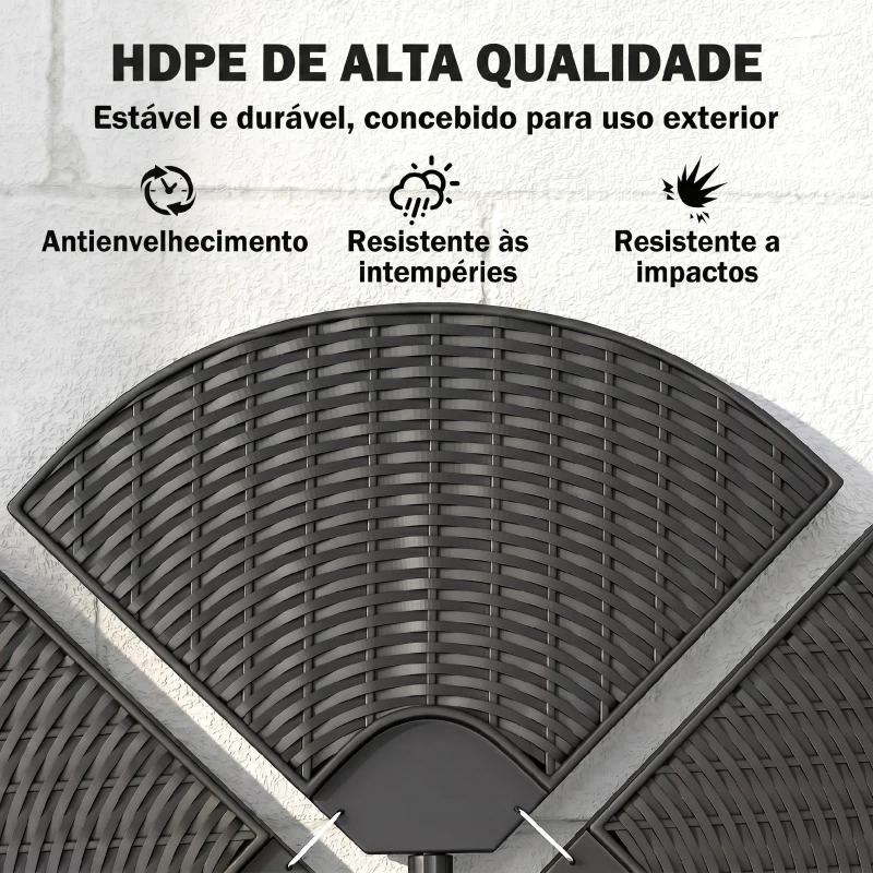 Outsunny Base para Chapéu de Sol de 4 Peças Recarregável com Areia 68 kg ou Água 52 kg para Jardim Pátio ou Terraço Preto