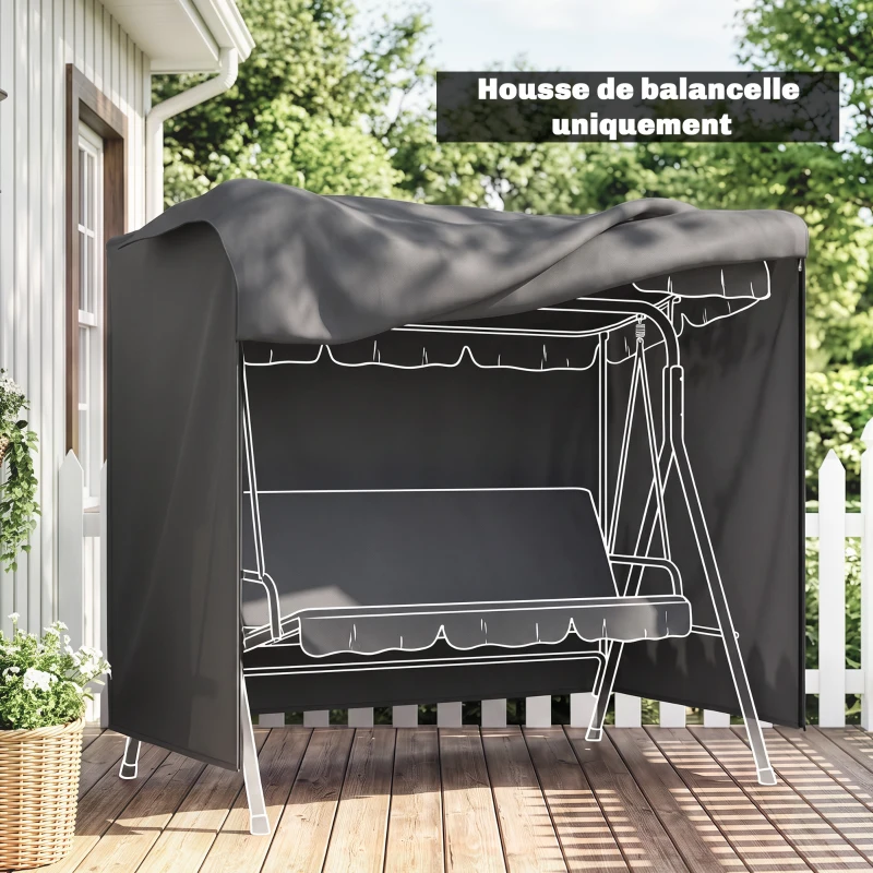Outsunny Housse de protection pour balancelle de jardin housse de balancelle de jardin toile oxford 177 x 114 x 152 cm gris foncé