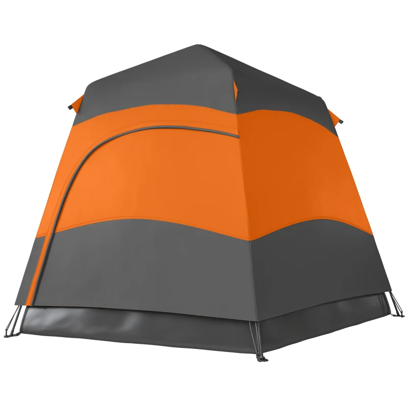 Outsunny 3 Man Instant Pop Up Tent with Rainfly, Portable Camping Shelter with Sewn-in Groundsheet, Carry Bag, Orange
