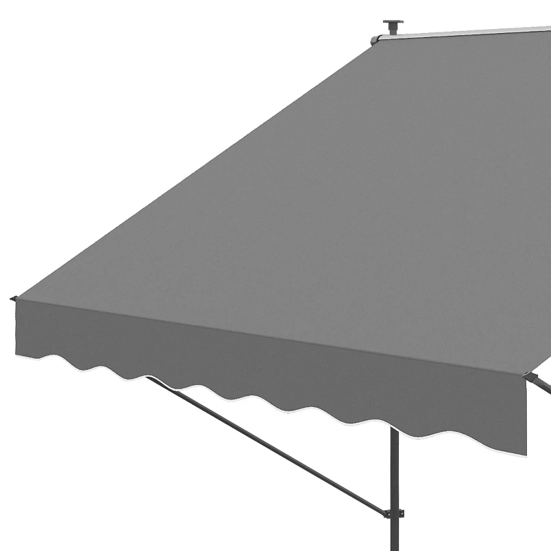 Outsunny Toldo Manual Retrátil Ajustável 300x170x200-290 cm com Manivela Proteção Solar UV40+ para Varanda Jardim Cinza
