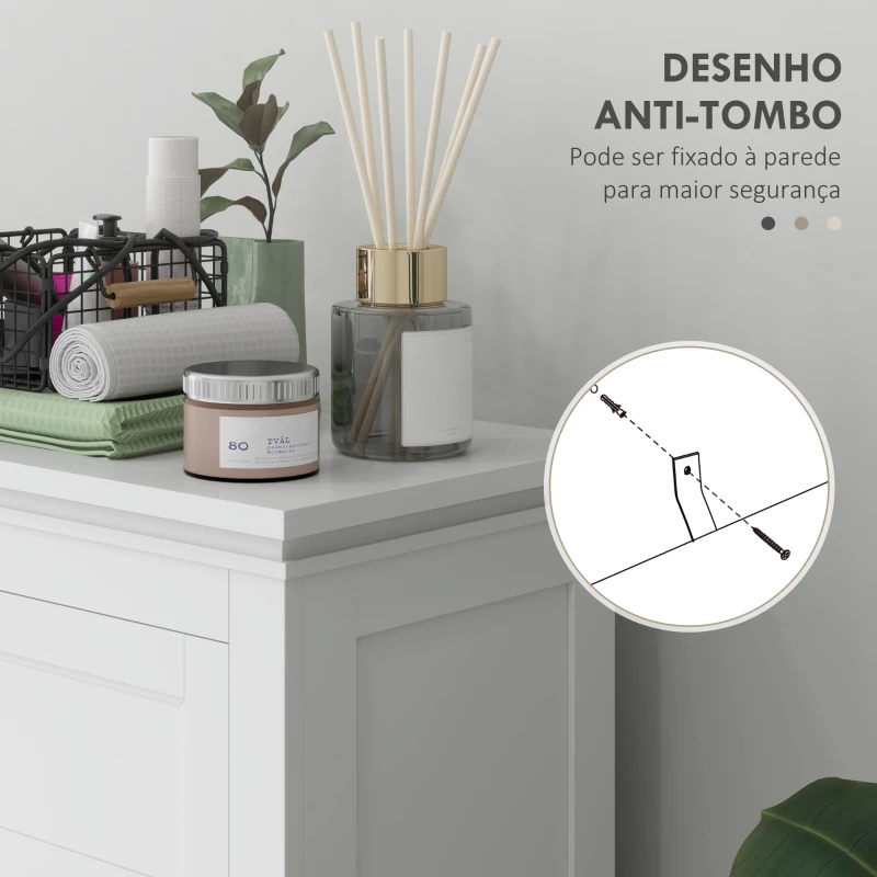 HOMCOM Armário Casa de Banho Móvel Casa de Banho com Gaveta 2 Portas e Prateleira Ajustável  60x30x102,5 cm Branco