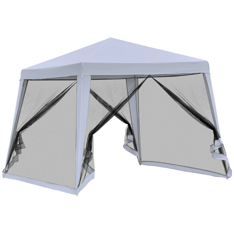 Outsunny Gazebo Impermeabile con Zanzariere da Giardino Esterno Tendone in Poliestere 3 x 3 x 2.45 m Grigio
