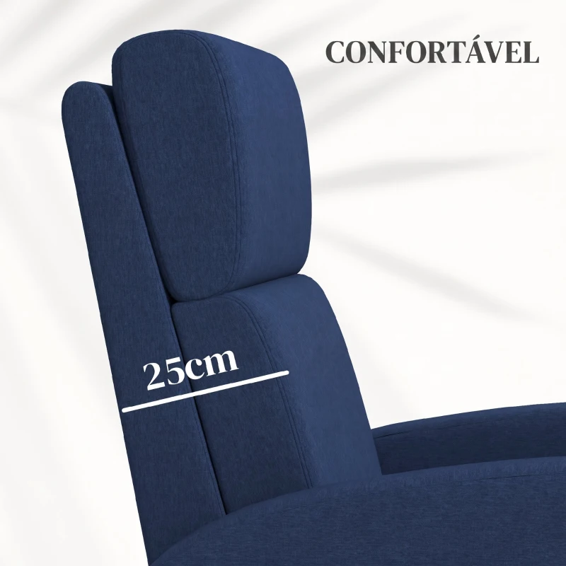 HOMCOM Cadeirão Relax Reclinável até 160° com Apoio para os Pés, até 120 kg, 64x86x102 cm, Azul-Escuro