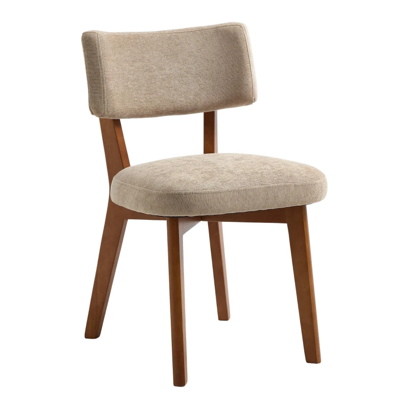 Stylish Mid-Century Dining Chairs with High-Density Foam, Comfortable Upholstered Side Chairs for Dining Room, 47L x 54.5W x 77H cm, Khaki